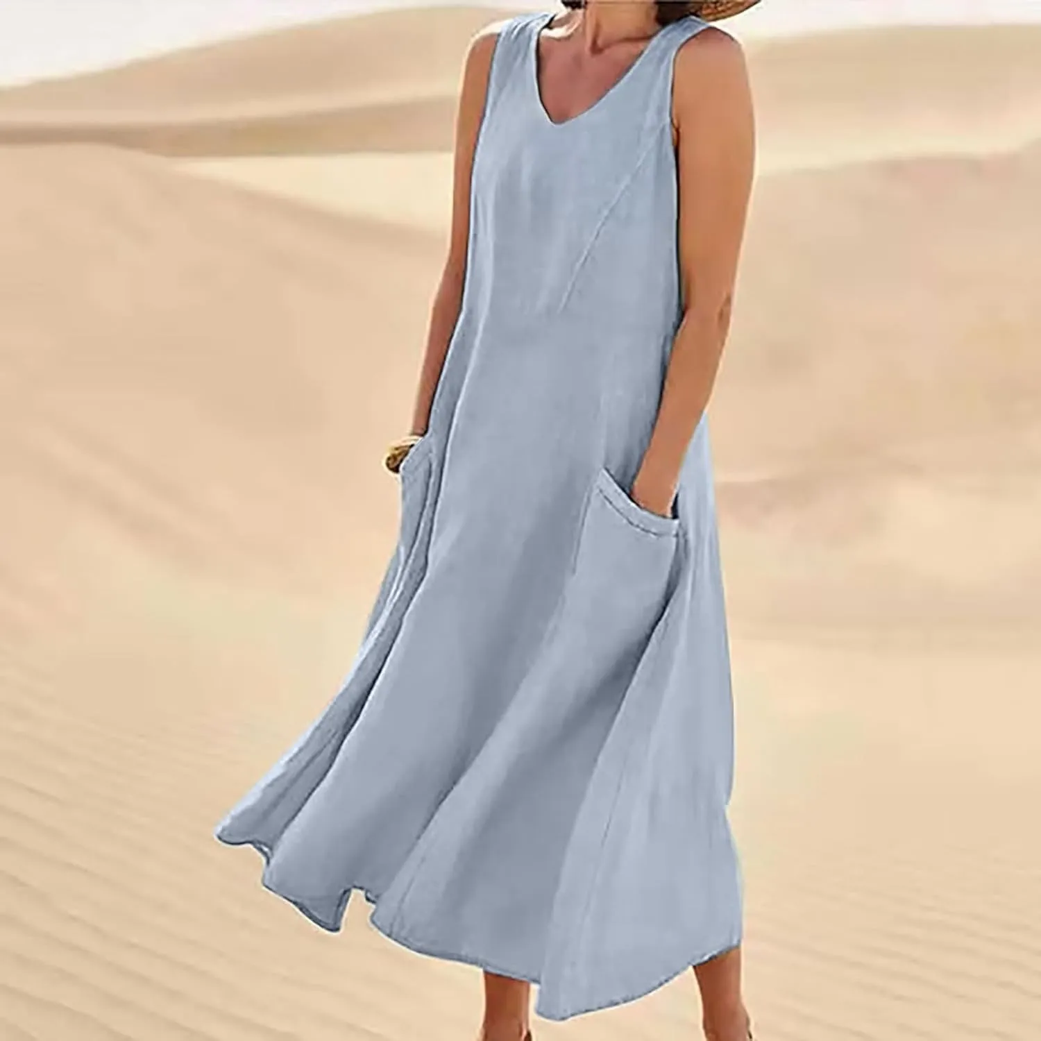 Beach Vacation Clothes for Women Beach Fashion Vacation Essentials Summer Dresses for Women 2025 Cotton Linen Maxi Dress
