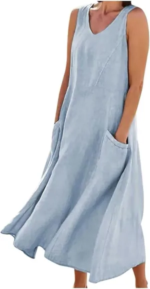 Beach Vacation Clothes for Women Beach Fashion Vacation Essentials Summer Dresses for Women 2025 Cotton Linen Maxi Dress