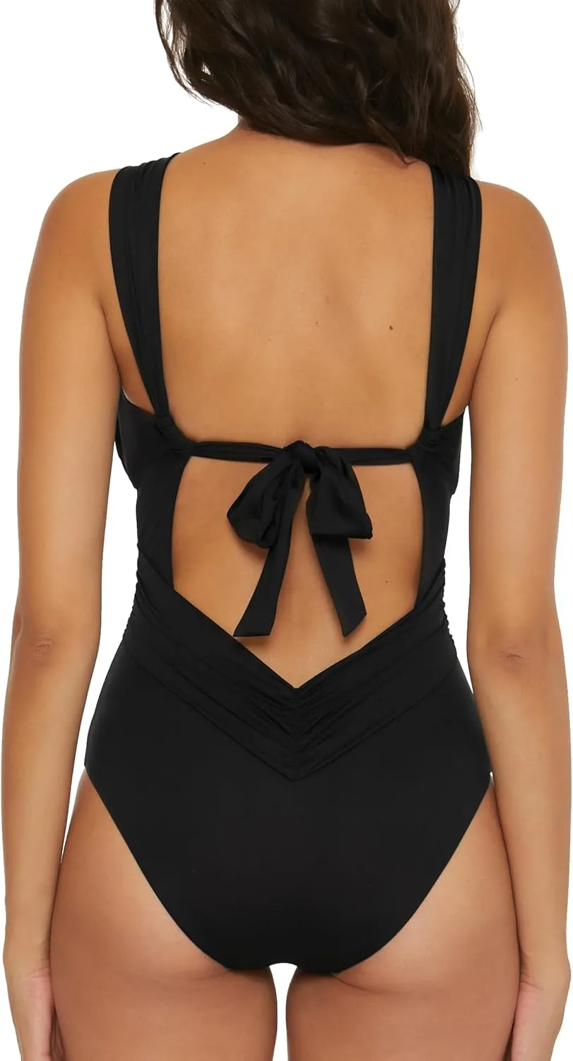 BECCA Women's Standard Color Code One Piece Swimsuit, High Neck, Bathing Suits