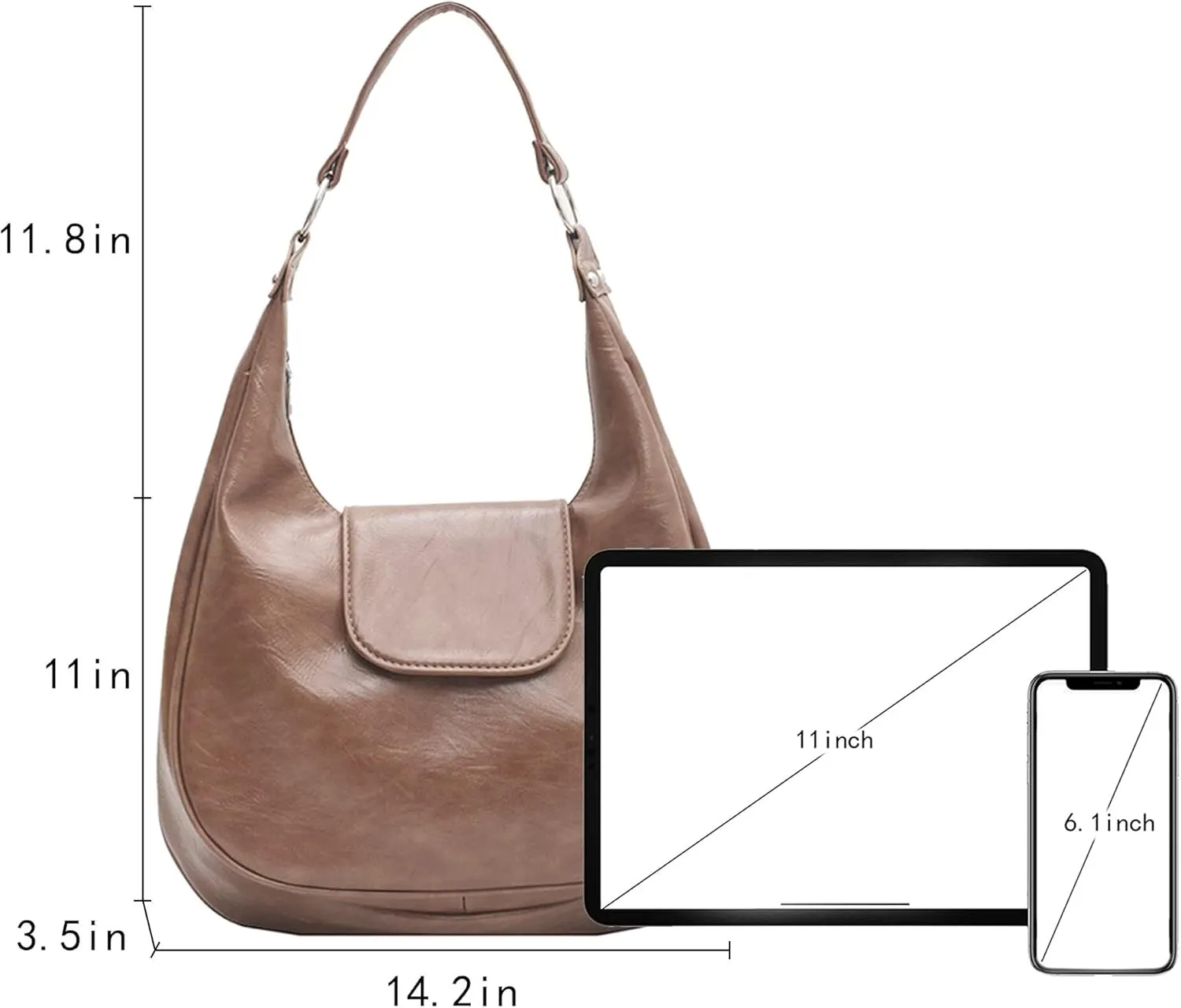 Big Capacity Shoulder Vintage Faux Leather Handbag Satchel Soft Leather Tote