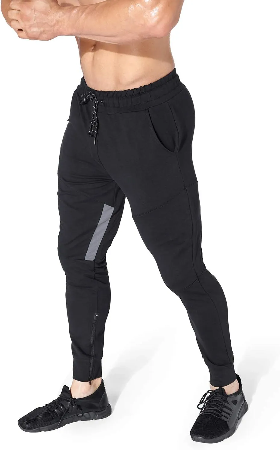 BROKIG Mens Gym Jogger Pants,Casual Slim Workout Sweatpants with Zipper Pockets Bodybuilding Athletic Pants