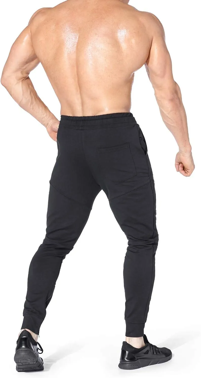 BROKIG Mens Gym Jogger Pants,Casual Slim Workout Sweatpants with Zipper Pockets Bodybuilding Athletic Pants