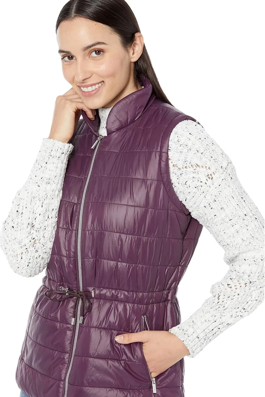 Calvin Klein Women's Lightweight Packable Adjustable Waist Puffer Comfortable Vest