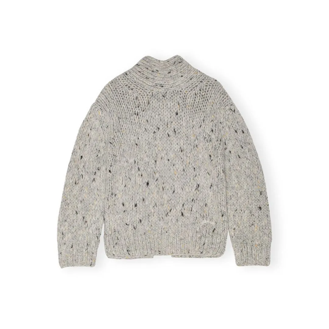 Chunky Marled Handknit Open Back Pullover (Paloma Melange)