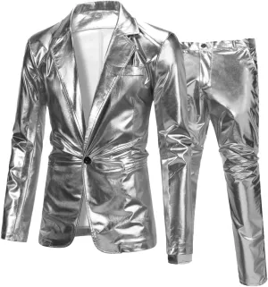 Cloudstyle Mens 2 Piece Print Dress Suit Casual Floral Party Tux Jacket Slim Fit Outfit
