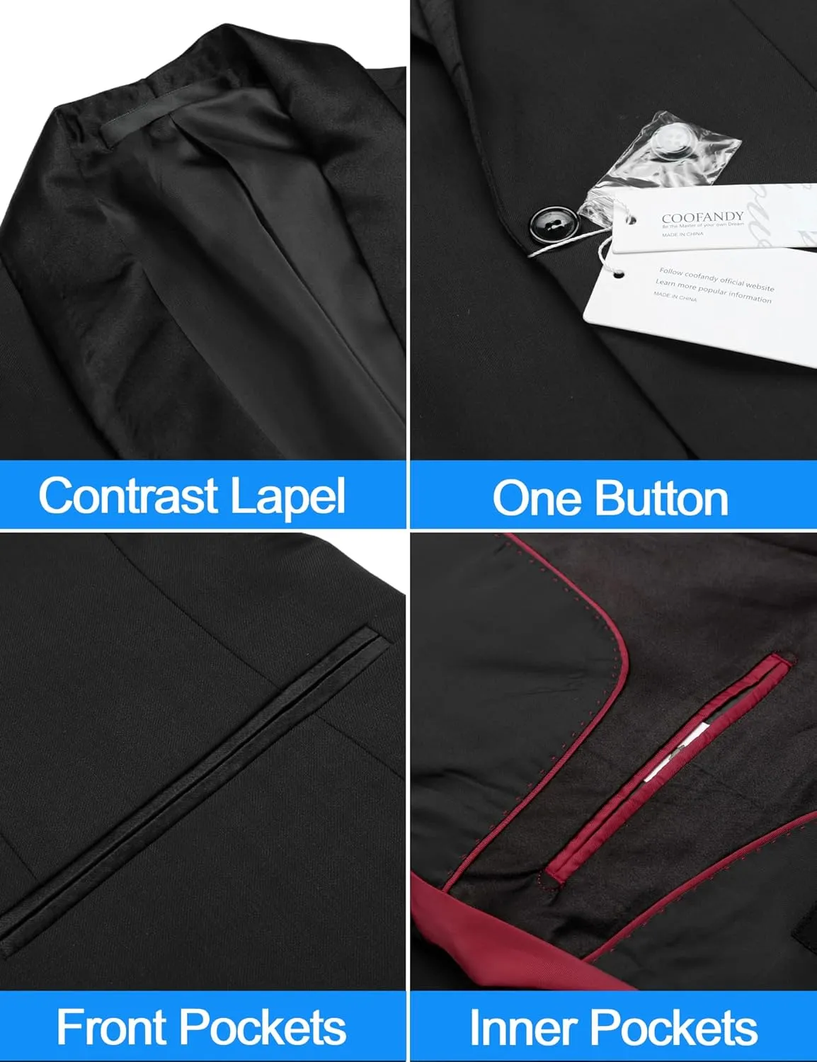 COOFANDY Men's Tuxedo Jacket One Button Dress Suit Blazer Jacket for Wedding Dinner Prom Party
