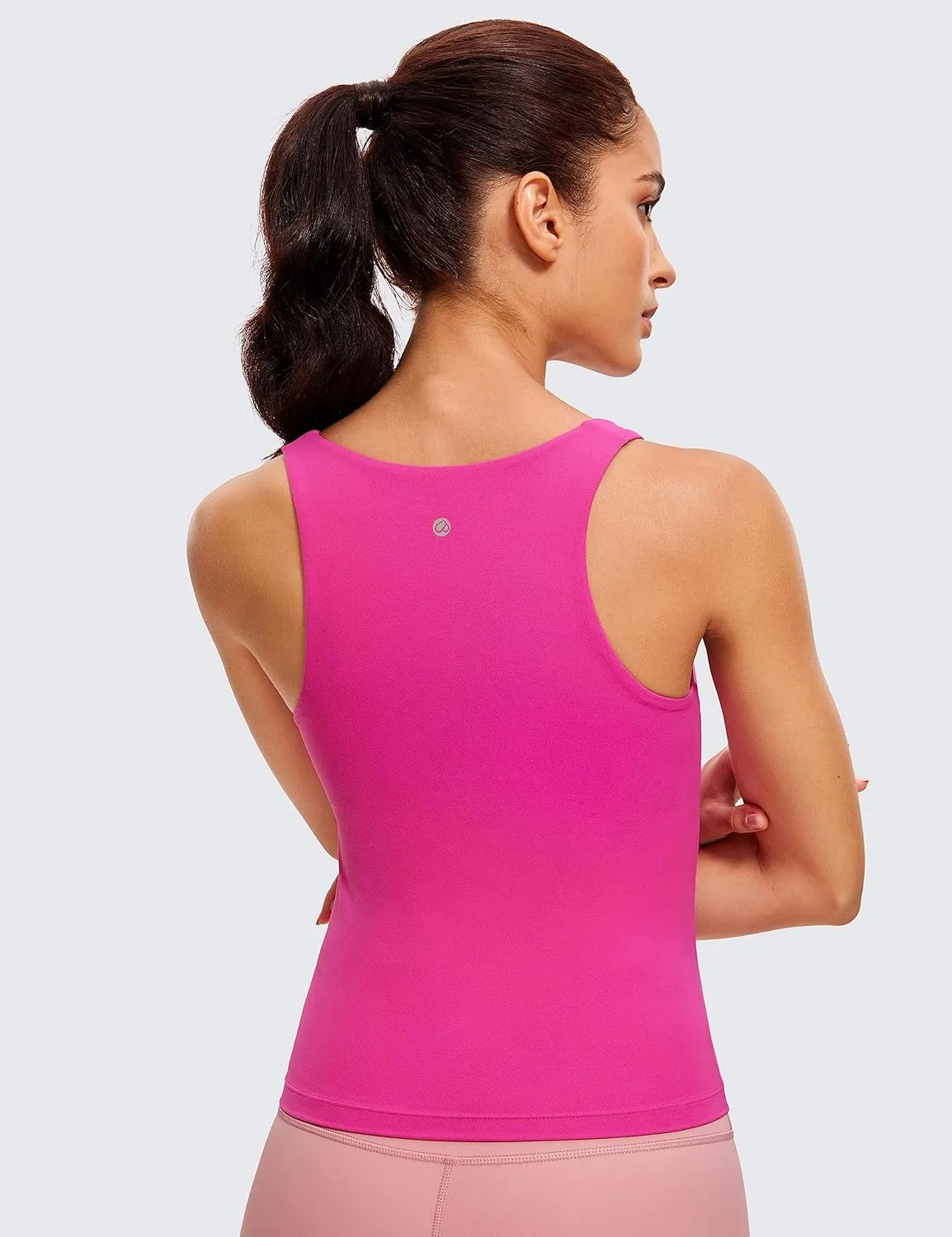 CRZ YOGA Butterluxe Womens V Neck Workout Tank Tops with Built in Bras - Sleeveless Padded Racerback Yoga Athletic Camisole
