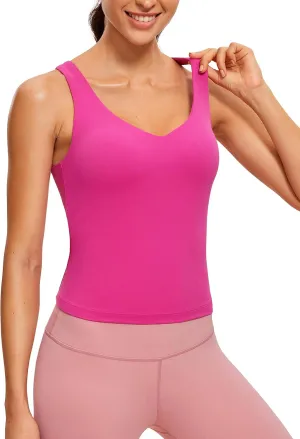 CRZ YOGA Butterluxe Womens V Neck Workout Tank Tops with Built in Bras - Sleeveless Padded Racerback Yoga Athletic Camisole