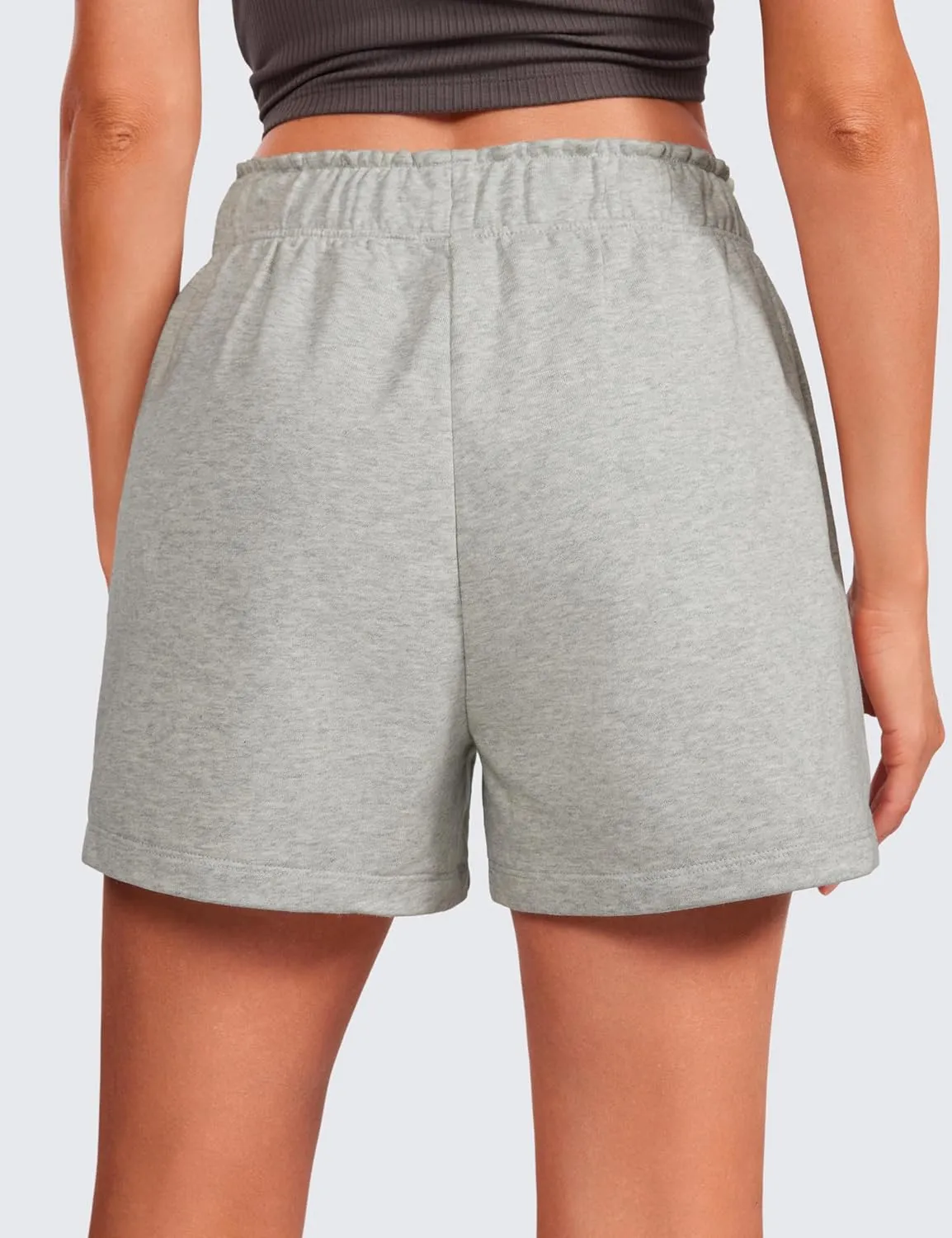 CRZ YOGA Comfy Cotton Sweat Shorts for Women Casual Summer Drawstring for Gym Lounge Workout Jersey with Pockets