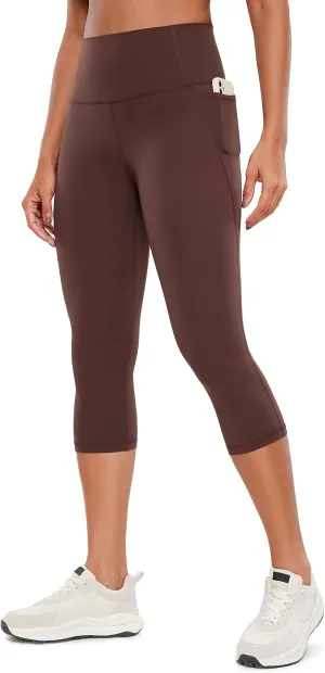 CRZ YOGA Womens Butterluxe Workout Capri Leggings with Pockets 19 Inches - High Waisted Crop Gym Yoga Pants Buttery Soft