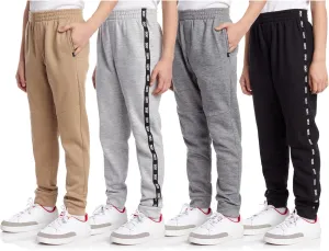 DKNY Boys' Active Sweatpants - 4 Pack Performance Fleece Joggers, Athletic Workout and Track Pants for Boys (Sizes: 8-12)