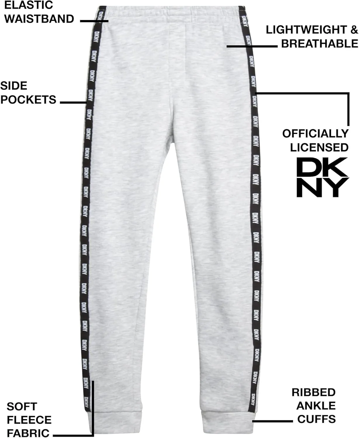 DKNY Boys' Active Sweatpants - 4 Pack Performance Fleece Joggers, Athletic Workout and Track Pants for Boys (Sizes: 8-12)