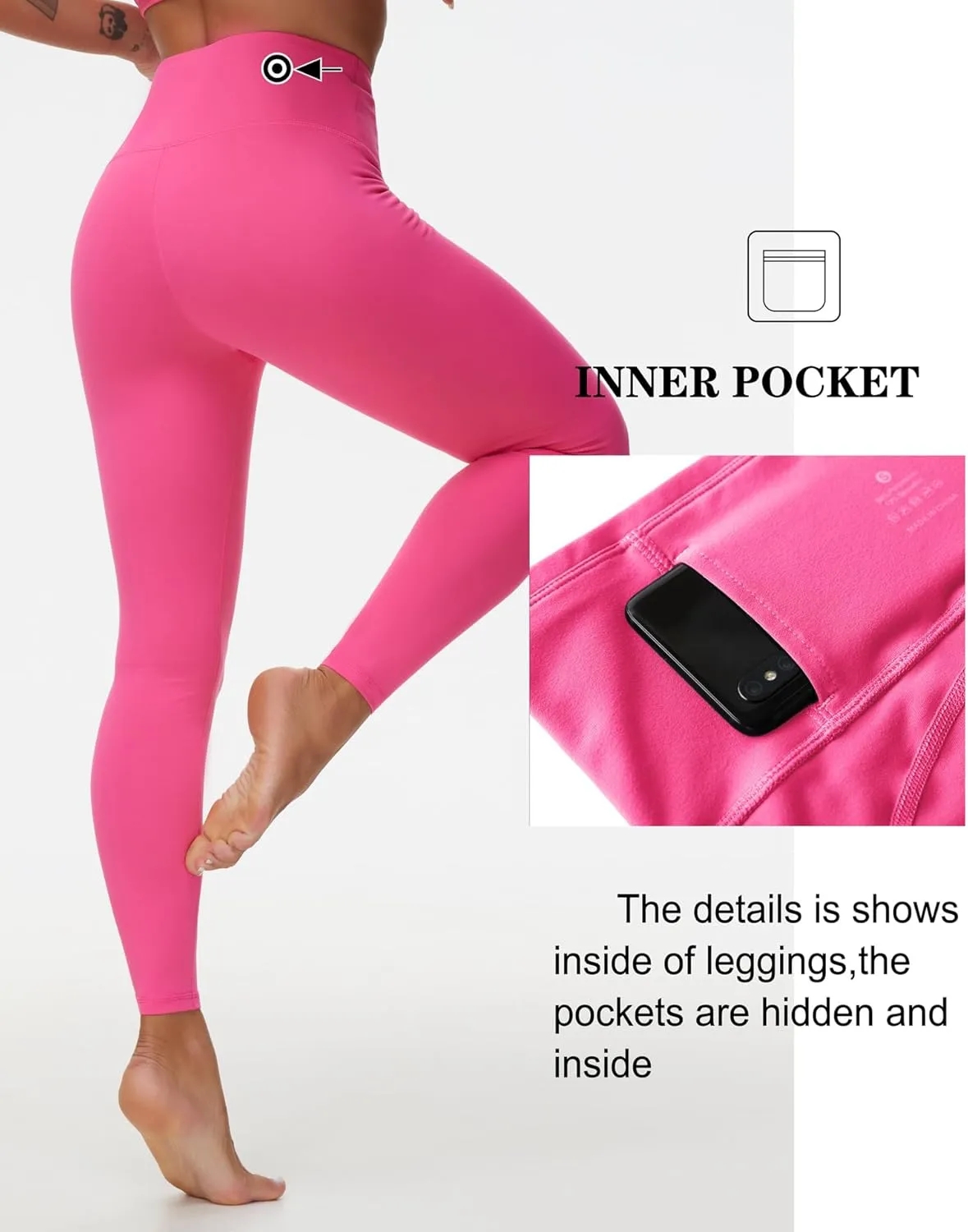 Dragon Fit Compression Yoga Pants with Inner Pockets in High Waist Athletic Pants Tummy Control Stretch Workout Yoga Legging