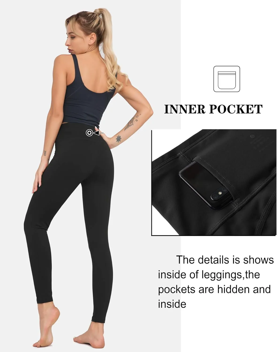 Dragon Fit Compression Yoga Pants with Inner Pockets in High Waist Athletic Pants Tummy Control Stretch Workout Yoga Legging