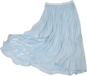 ebossy Women's High Elastic Waist Pleated Shiny Lustrous Flowy Swing A-line Midi Skirts