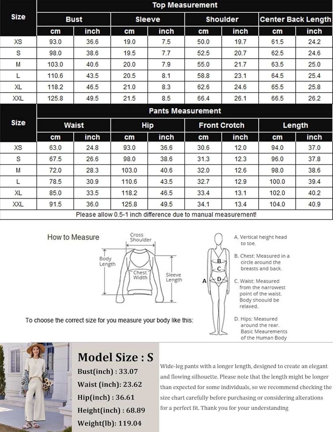 Ekouaer Lounge Set for Women Travel Outfits 2 Piece Sets Short Sleeve Sweater Top Wide Leg Long Pants Loungewear
