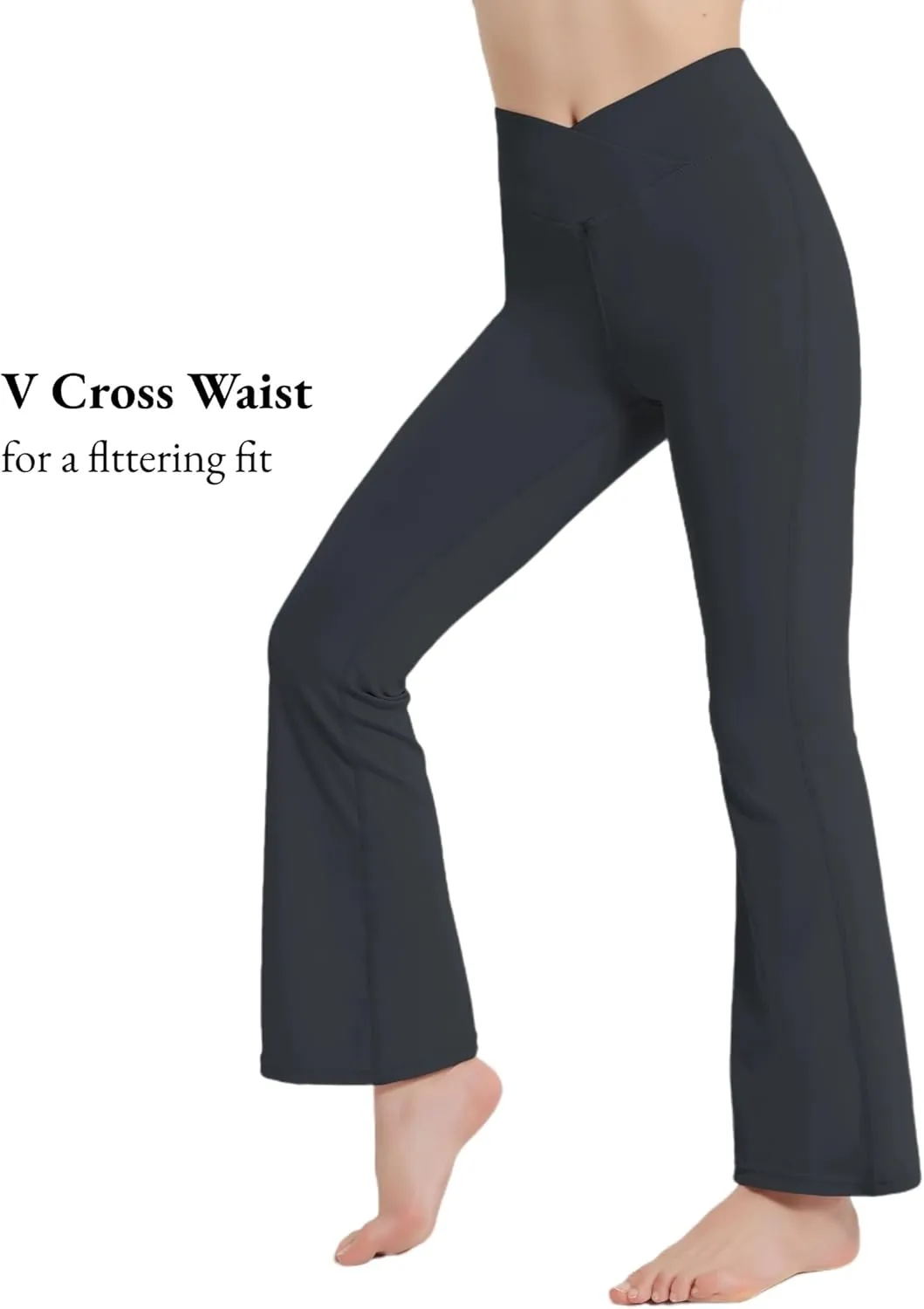 EXARUS 4 Pack Girls Leggings Kids Yoga Pants Crossover V Waist Ankle/Full Length High Waisted for School Casual Dance