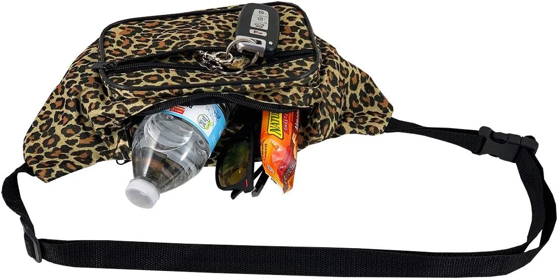 Fanny Pack, Animal Design, Leopard Print Waist Bag, For Women Men Kids (Leopard Brown)