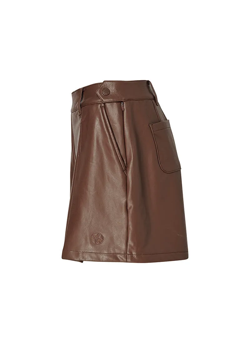 Faux Leather Fleece-Lined Shorts