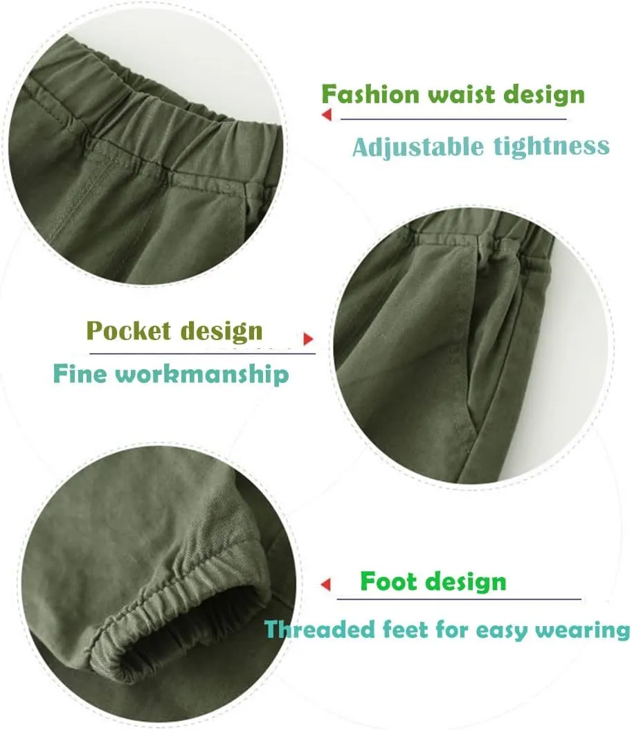 Feidoog Toddler Baby Boys 2/3 Pack Sweatpants Solid Cotton Elastic Waist Trousers Active Jogger Pants
