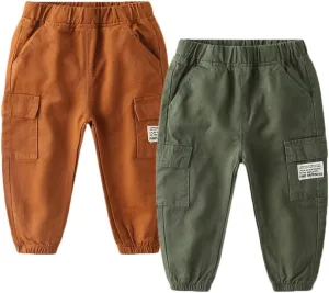 Feidoog Toddler Baby Boys 2/3 Pack Sweatpants Solid Cotton Elastic Waist Trousers Active Jogger Pants