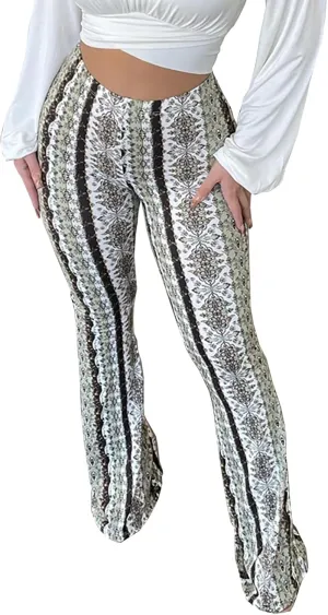Flare Leggings Yoga Pants Women High Waisted Boho Flare Palazzo Pants Stretch Wide Leg Bell Bottom Yoga Leggings