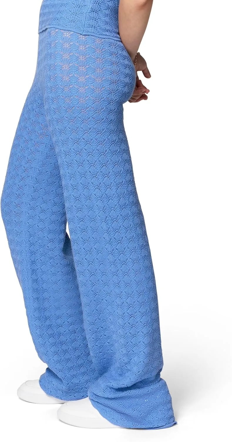 florence by mills Women's Le Pointelle Sweater Lace Wide Leg Pant