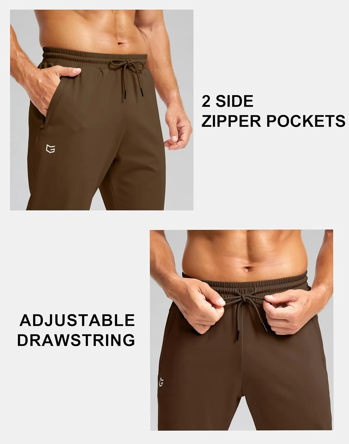 G Gradual Men's Fleece Joggers with Zipper Pockets Winter Warm Pants Water Resistant Athletic Workout Gym Sweatpants for Men
