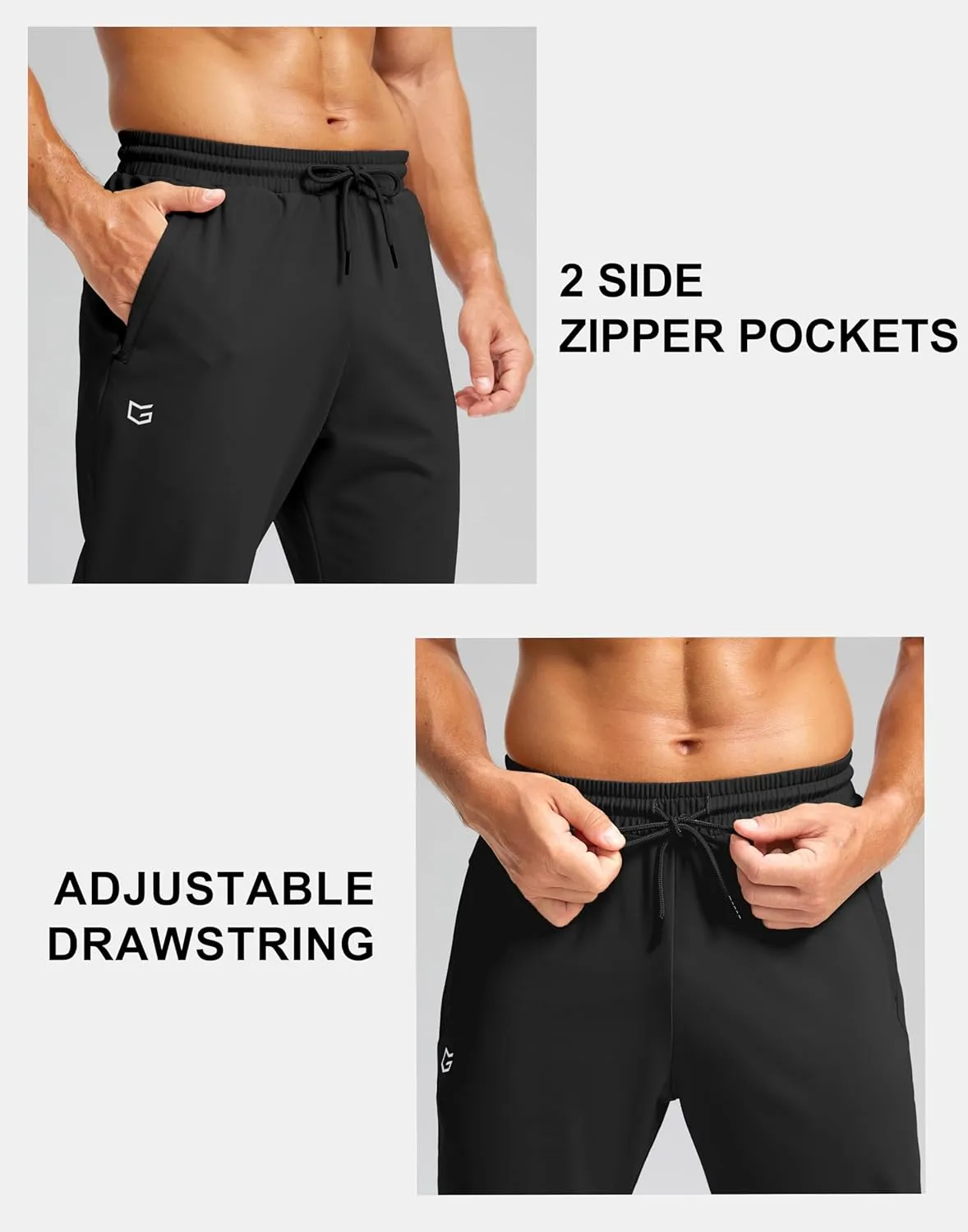 G Gradual Men's Fleece Joggers with Zipper Pockets Winter Warm Pants Water Resistant Athletic Workout Gym Sweatpants for Men