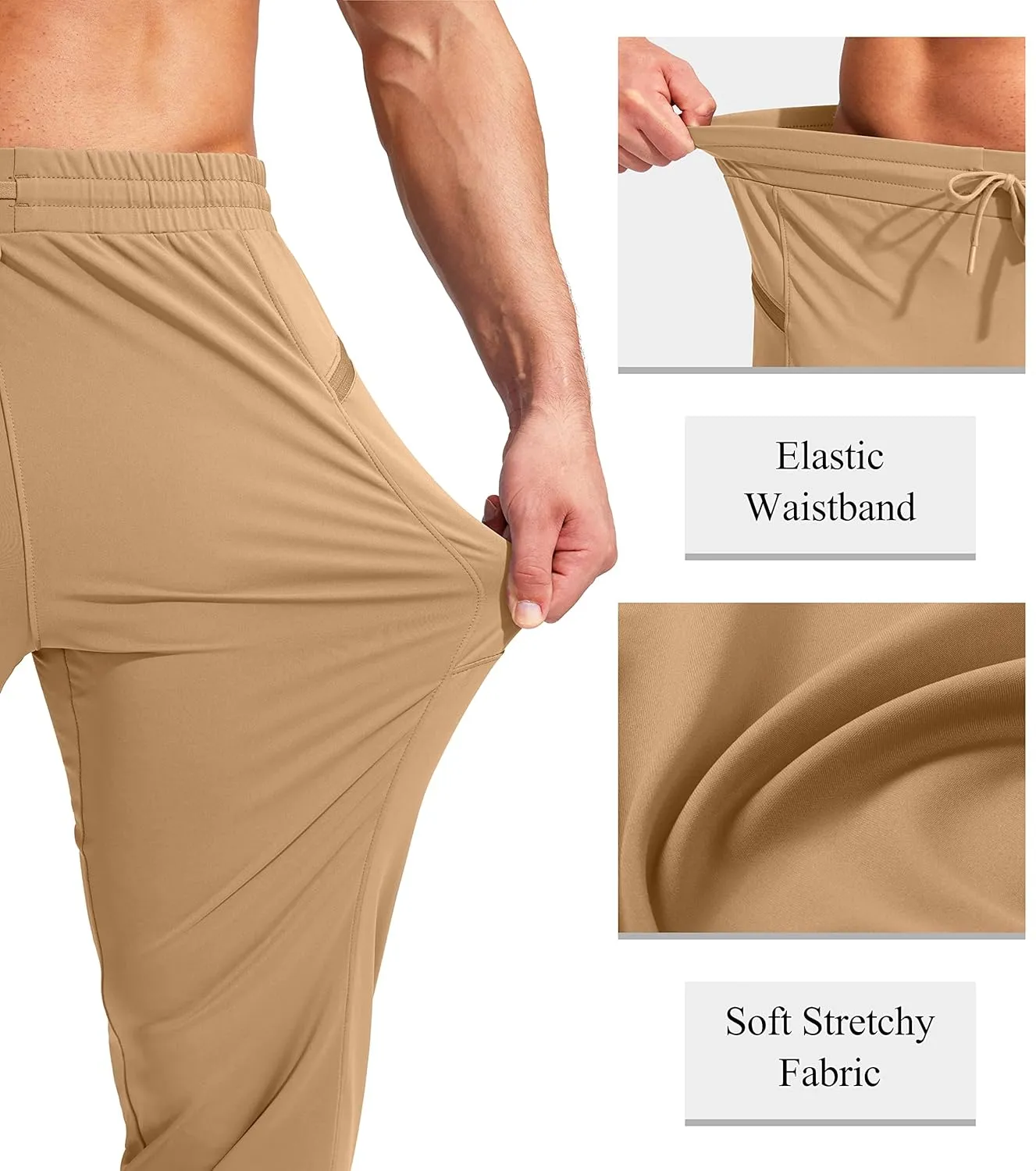 G Gradual Men's Joggers Pants with Zipper Pockets Stretch Athletic Sweatpants for Men Workout Jogging Running