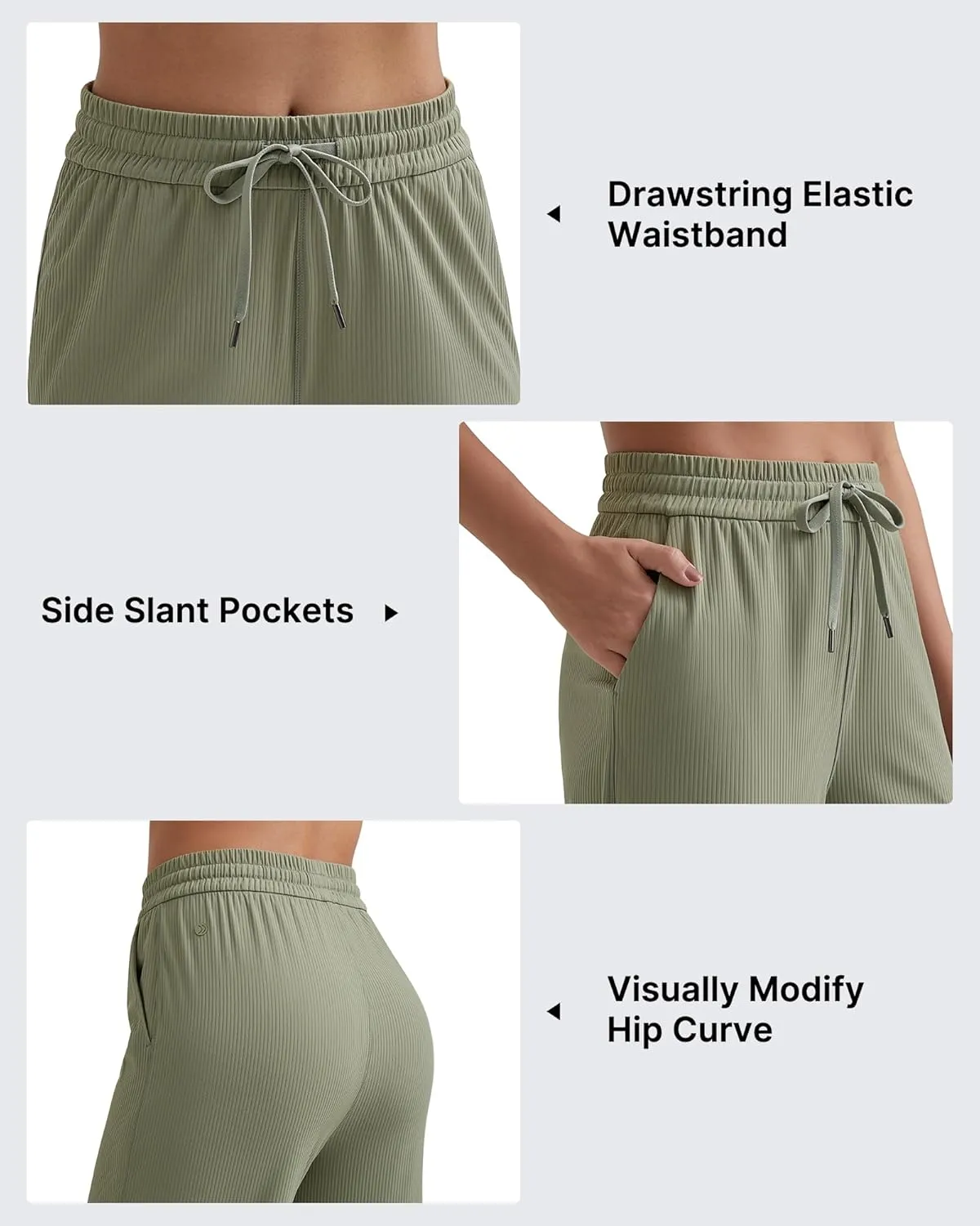 G4Free Ribbed Wide Leg Yoga Pants for Women with Pockets Drawstring High Waist Casual Lounge Pants Petite/Regular/Tall
