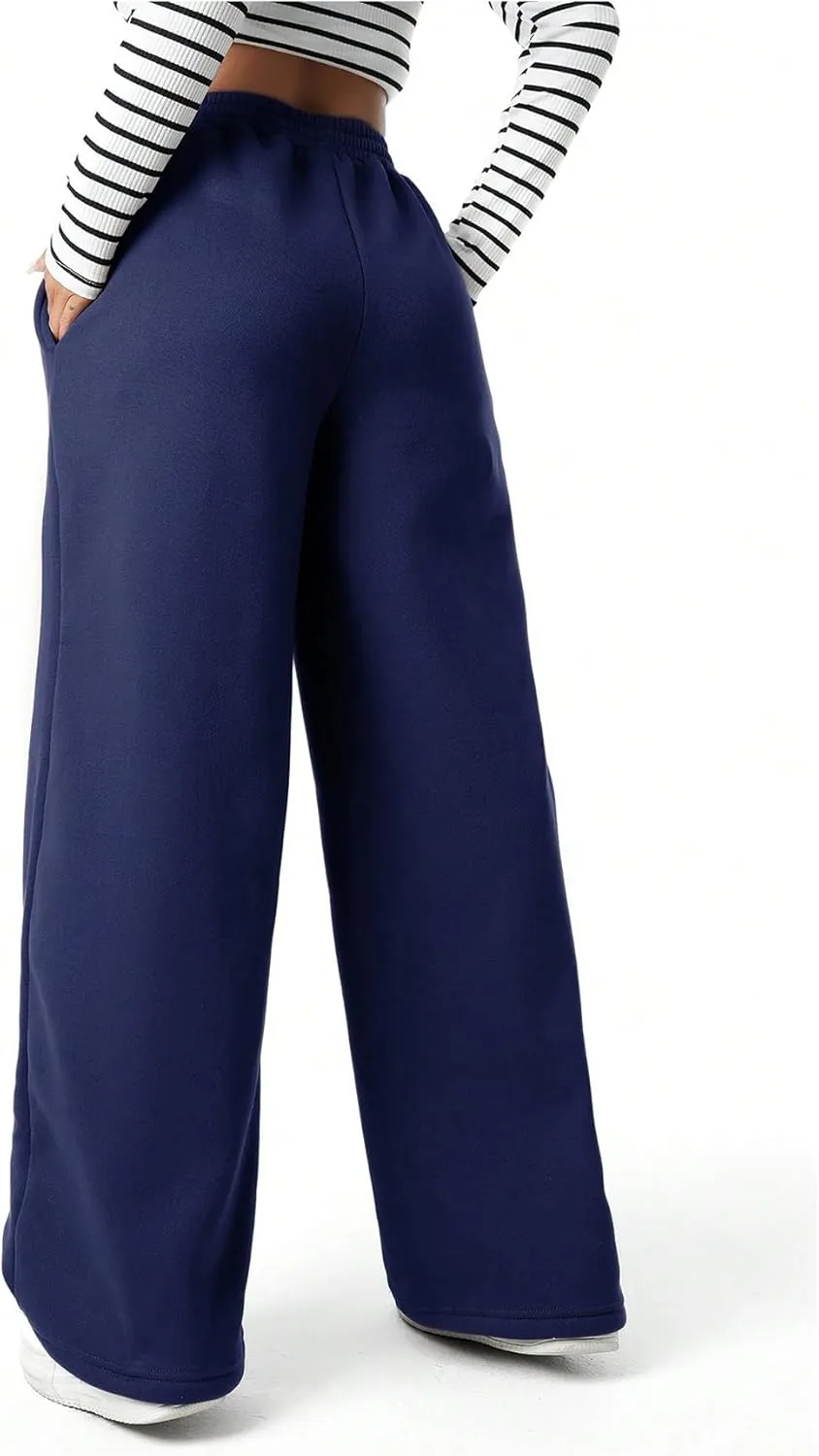 Girl's Baggy Pants Elastic High Waist Wide Leg Sweatpants Casual Joggers Long Pants Trousers Trendy