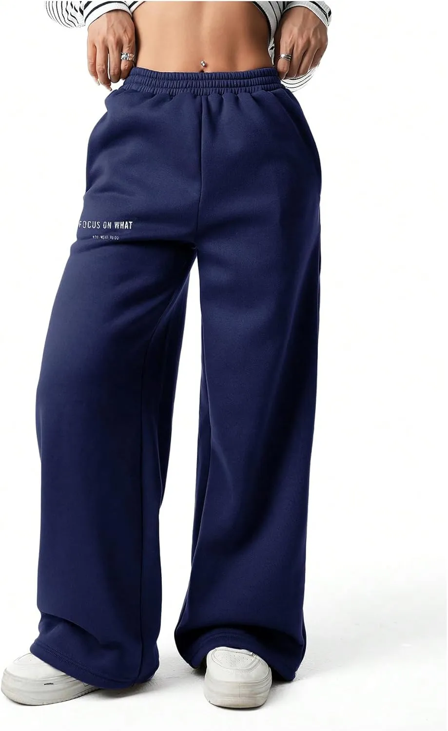 Girl's Baggy Pants Elastic High Waist Wide Leg Sweatpants Casual Joggers Long Pants Trousers Trendy