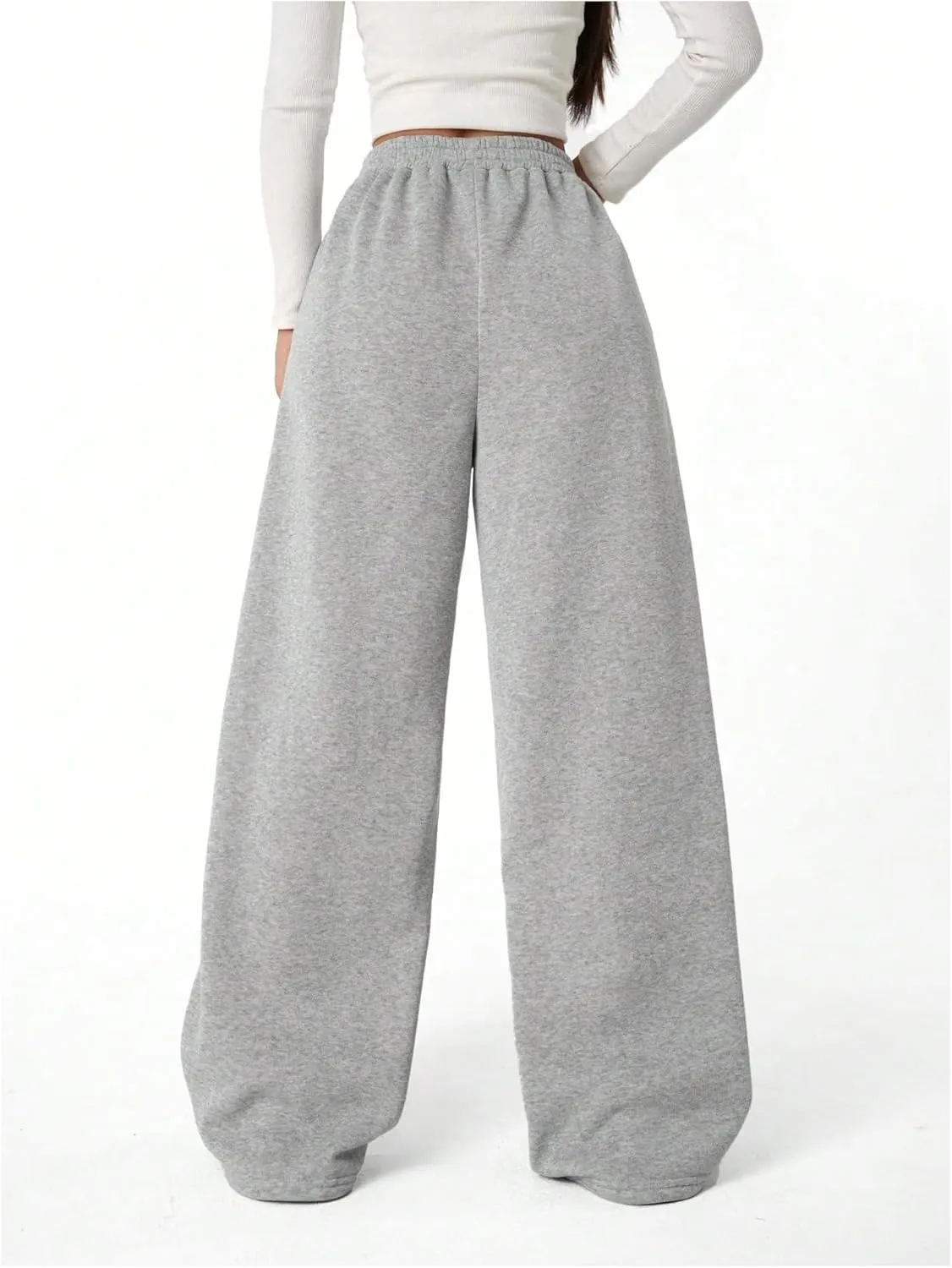 Girl's Baggy Pants Elastic High Waist Wide Leg Sweatpants Casual Joggers Long Pants Trousers Trendy