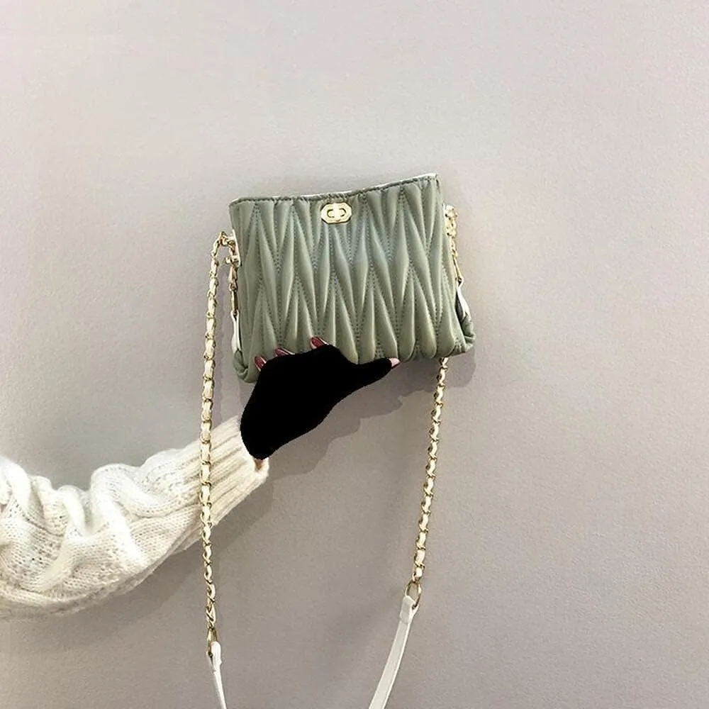 Hanbella Cross body Clutch Purses for Women & Teens - Cute Small Quilted Leather Shoulder Bag with Gold Chain for Girls