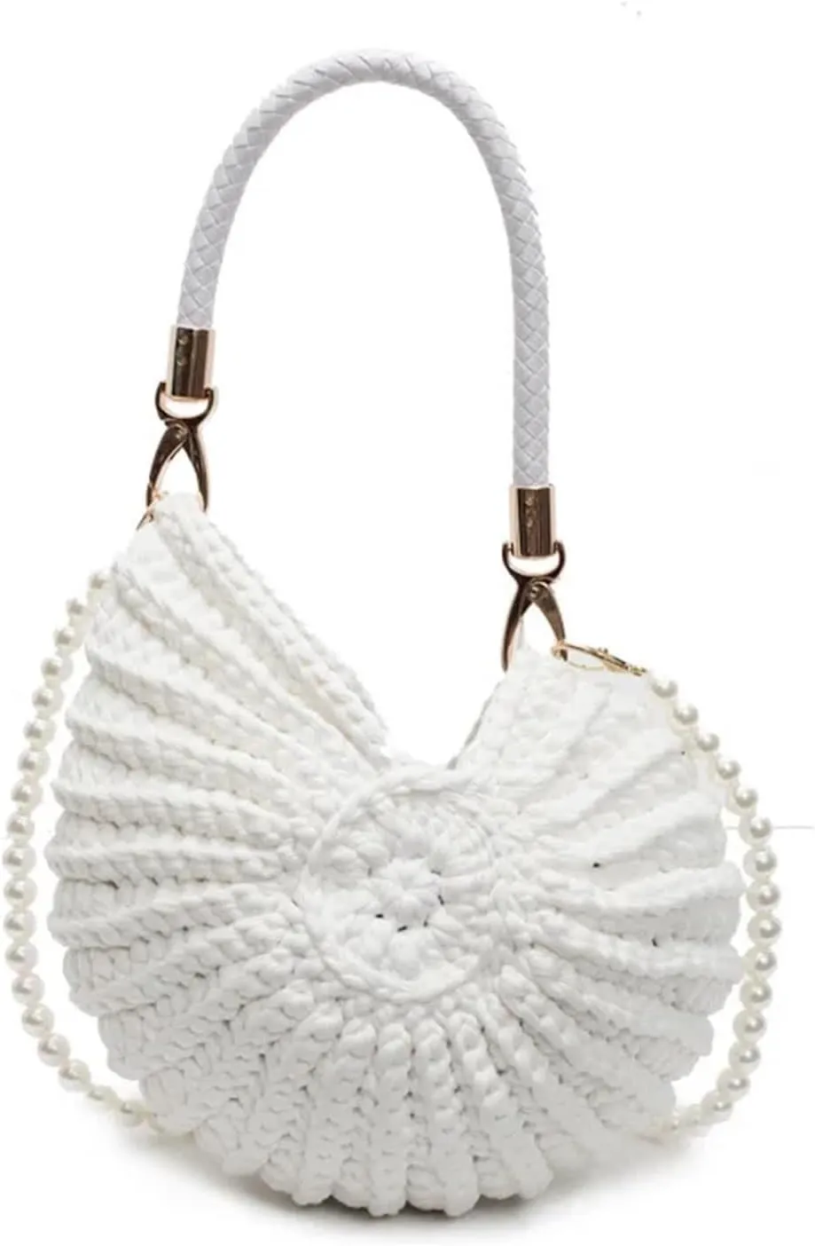 Handwoven Fashion Seashell Bag Stylish & Unique Boho Clutch With Pearl Summer Woven Handbag Small Shell Crossbody Beach Bag