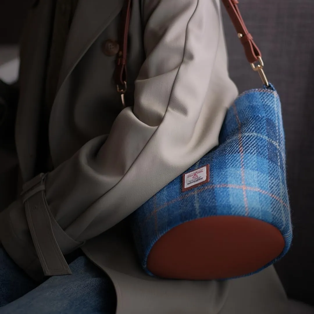 Harris Tweed Bucket Bag Shoulder Bag Handbag for Women with Leather Strap 9.4 x 7 inch * 8.2 inch
