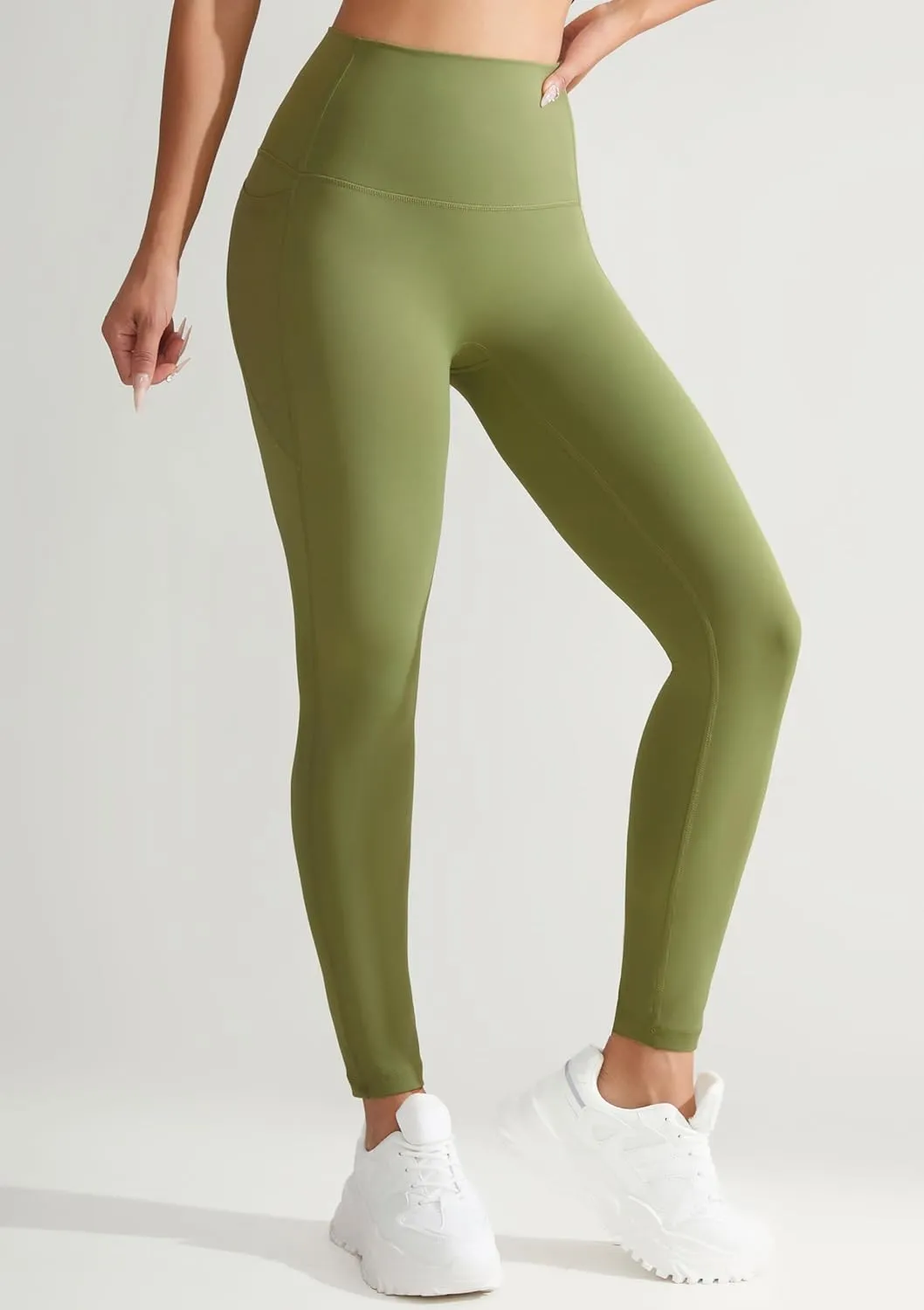 High Waisted 7/8 Leggings with Pockets, No Front Seam Buttery Soft Tummy Control Workout Yoga Pants for Women 25"