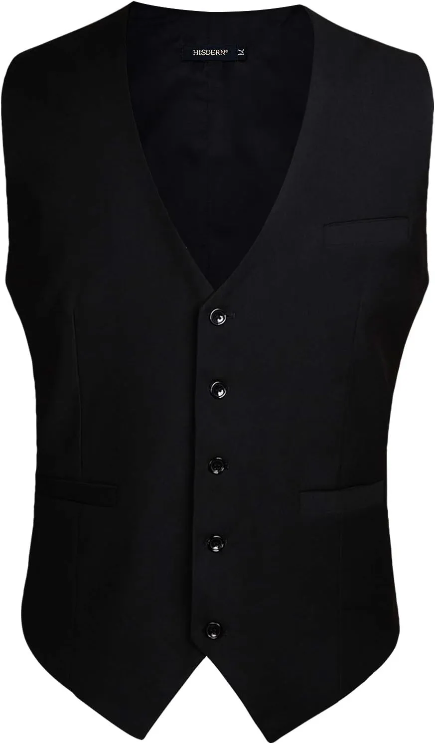HISDERN Men's Suit Vest Business Formal Dress Waistcoat Vest with 3 Pockets for Suit or Tuxedo Slim Fit