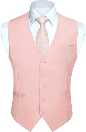 HISDERN Men's Suit Vest Business Formal Dress Waistcoat Vest with 3 Pockets for Suit or Tuxedo Slim Fit