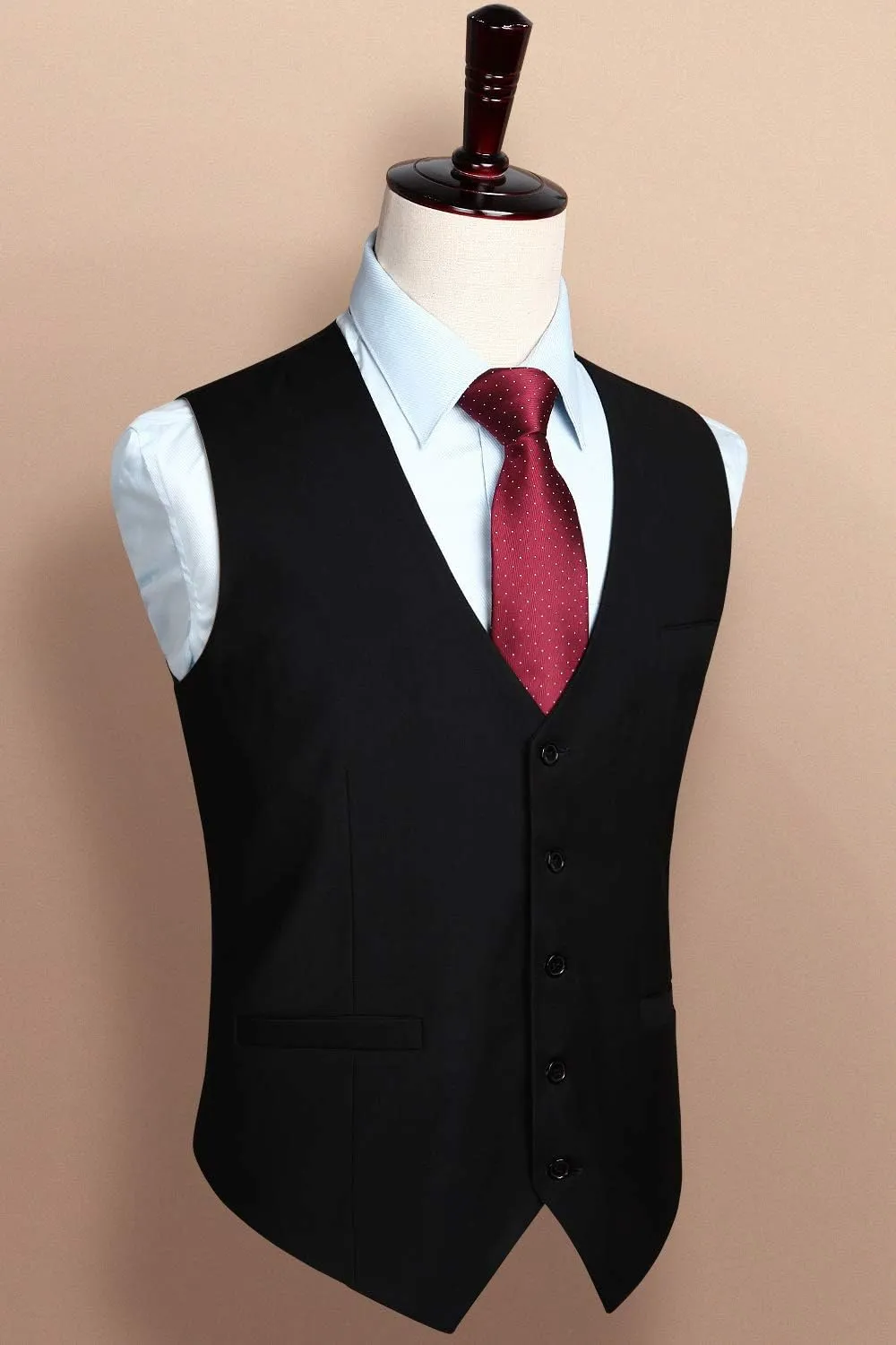 HISDERN Men's Suit Vest Business Formal Dress Waistcoat Vest with 3 Pockets for Suit or Tuxedo Slim Fit