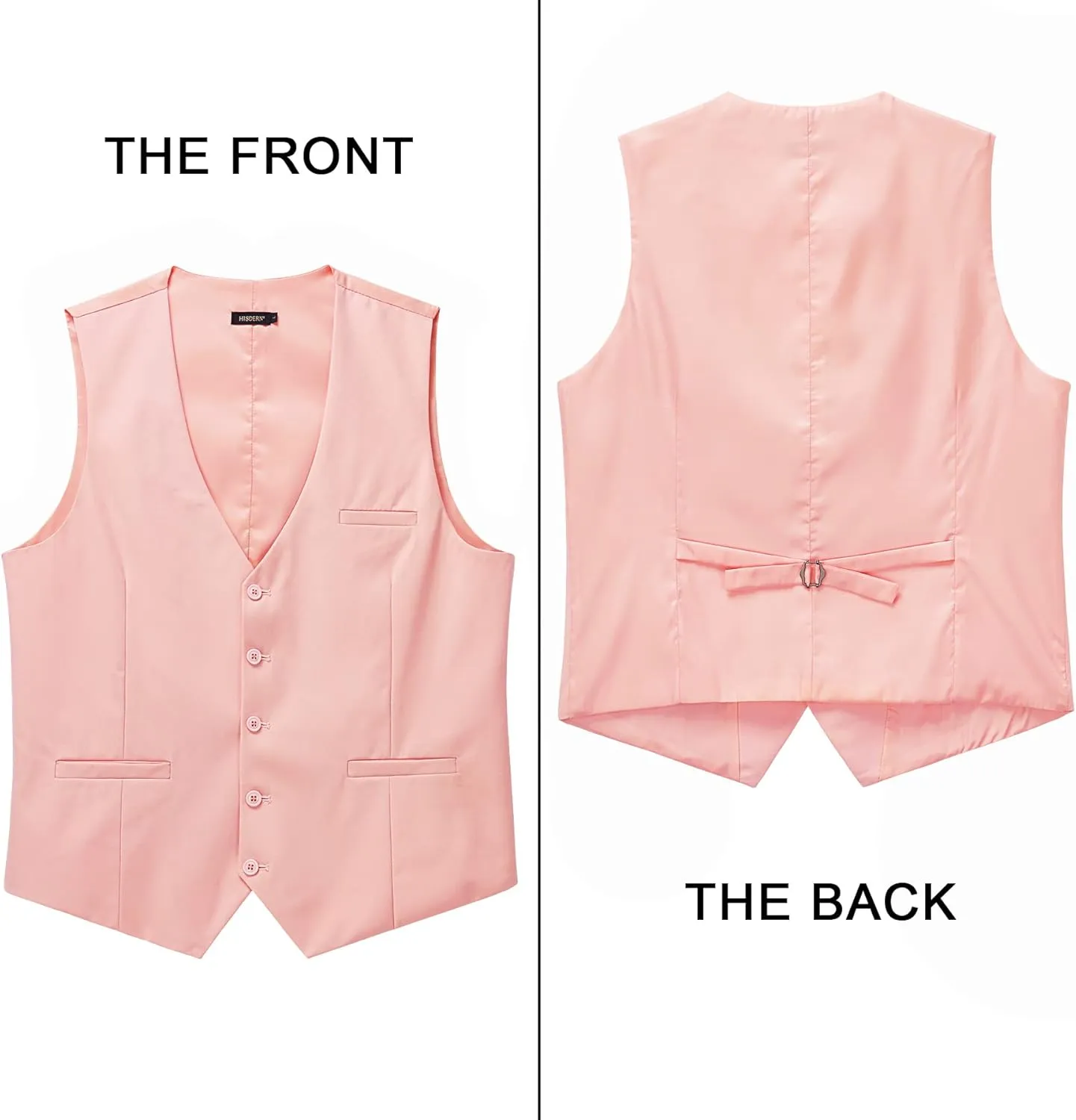 HISDERN Men's Suit Vest Business Formal Dress Waistcoat Vest with 3 Pockets for Suit or Tuxedo Slim Fit