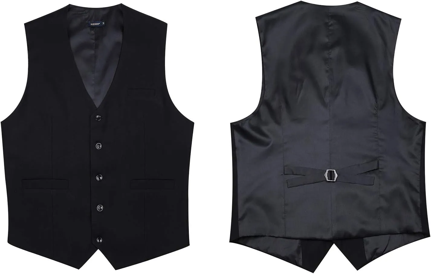 HISDERN Men's Suit Vest Business Formal Dress Waistcoat Vest with 3 Pockets for Suit or Tuxedo Slim Fit