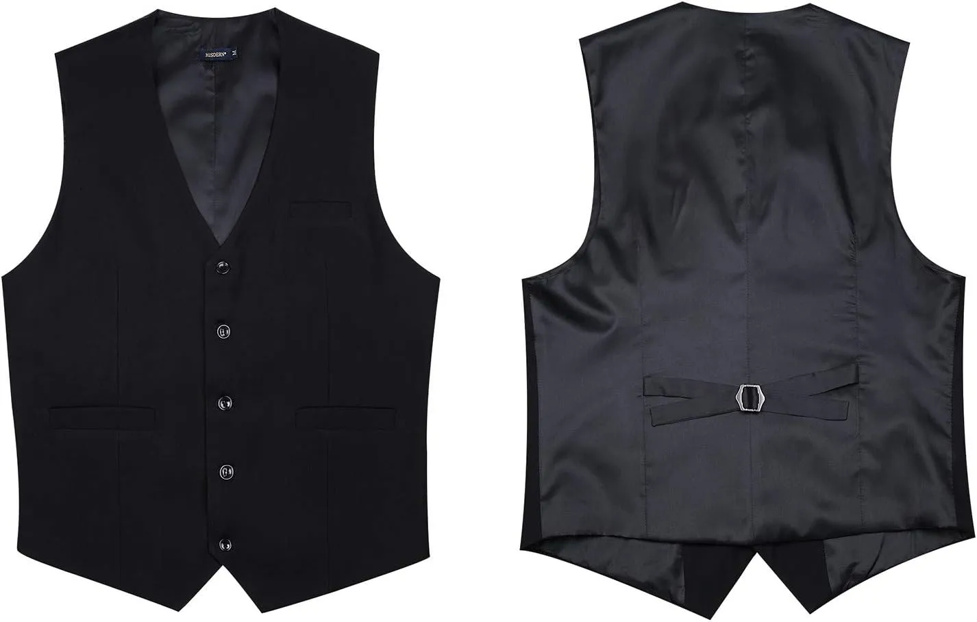 HISDERN Men's Suit Vest Business Formal Dress Waistcoat Vest with 3 Pockets for Suit or Tuxedo Slim Fit