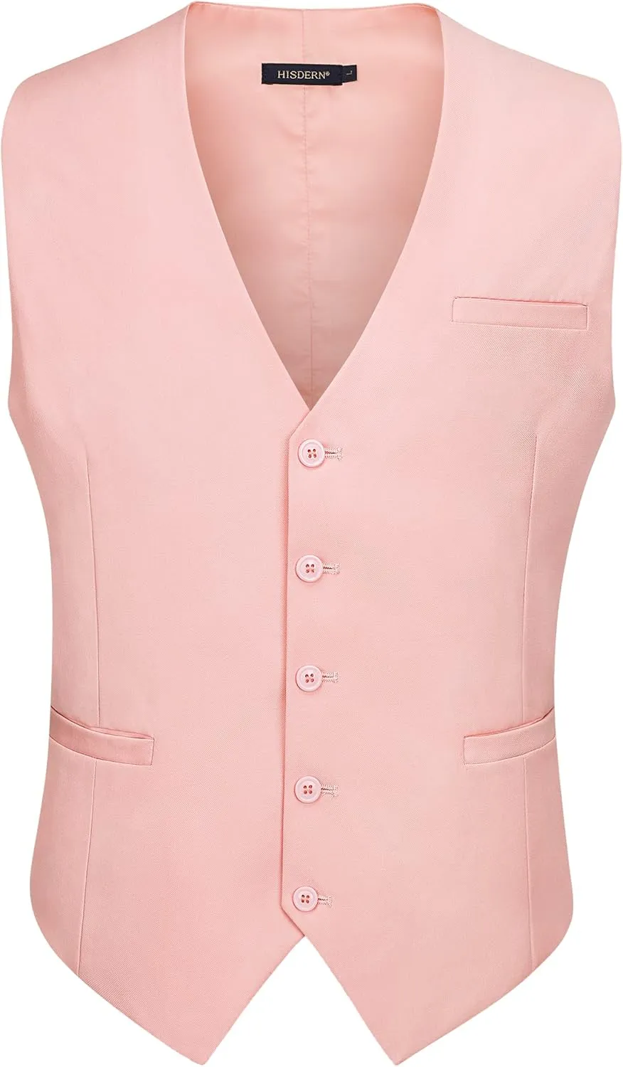 HISDERN Men's Suit Vest Business Formal Dress Waistcoat Vest with 3 Pockets for Suit or Tuxedo Slim Fit