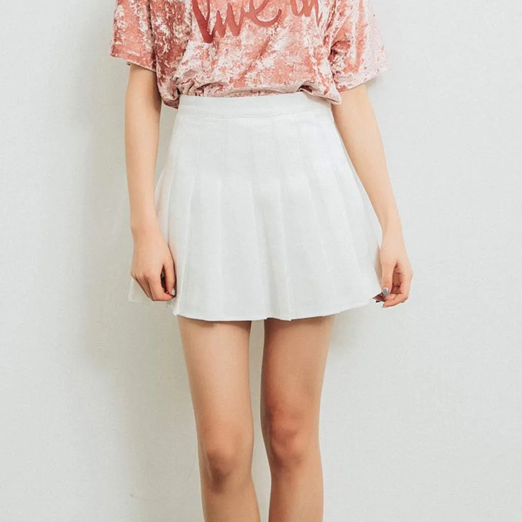 Hoop Skirt Steel Waist Mini Skirt High Fashion Pleated Waist Women's Casual Slim Skirt Tennis Skirt Silk Midi