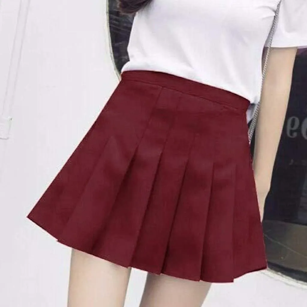 Hoop Skirt Steel Waist Mini Skirt High Fashion Pleated Waist Women's Casual Slim Skirt Tennis Skirt Silk Midi