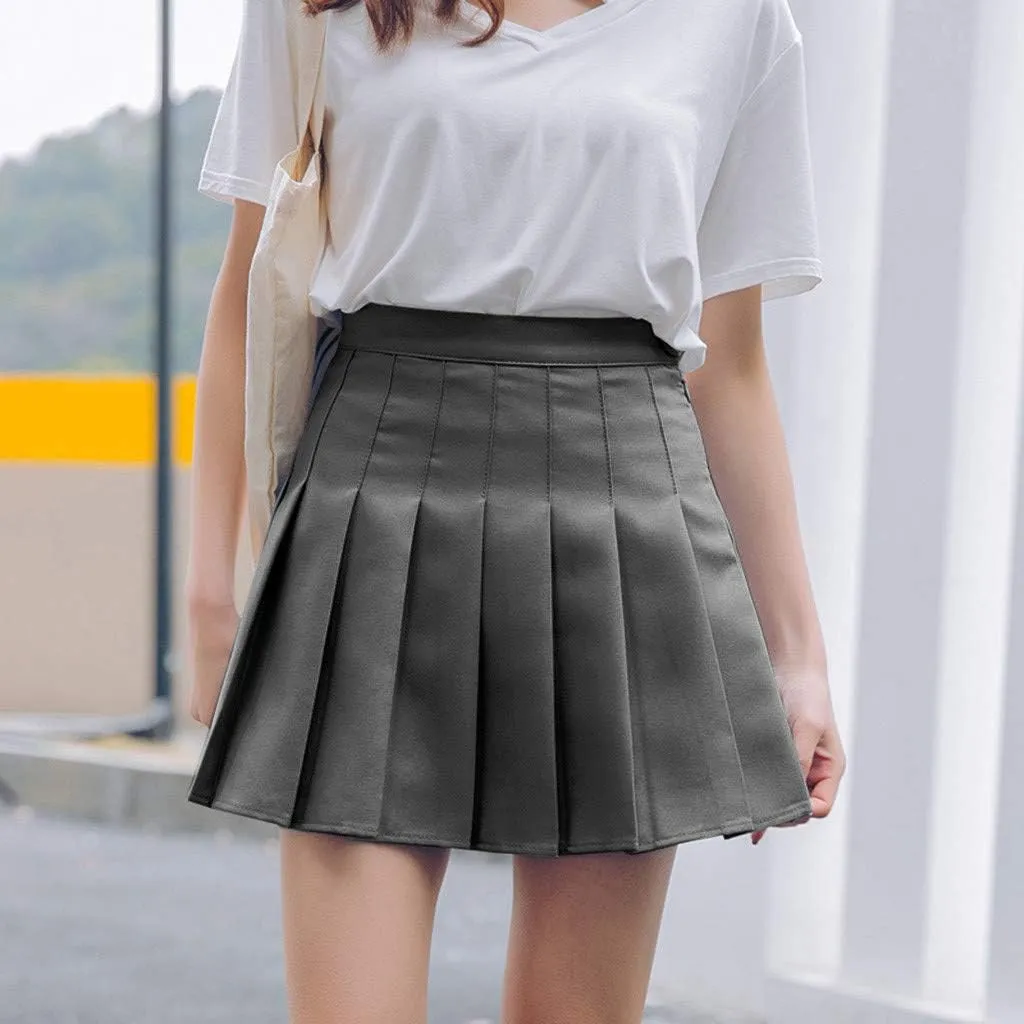 Hoop Skirt Steel Waist Mini Skirt High Fashion Pleated Waist Women's Casual Slim Skirt Tennis Skirt Silk Midi