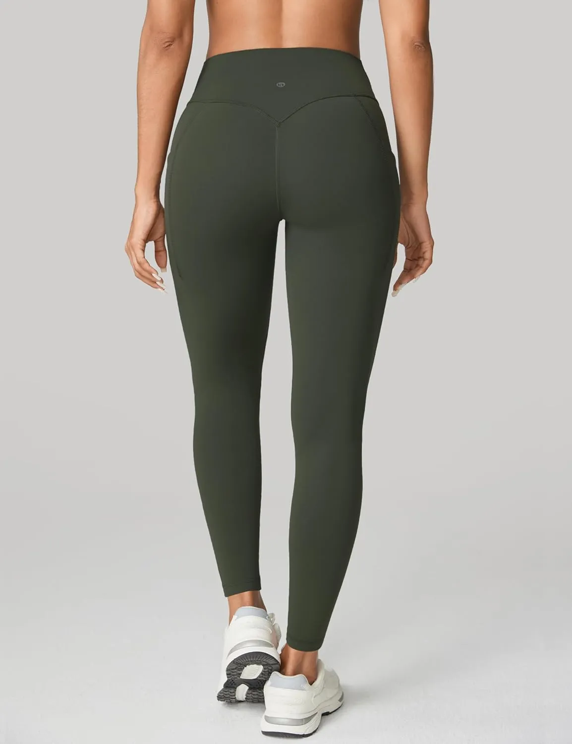 Hugcurve No Front Seam High Waisted Workout Leggings with Pockets for Women Buttery Soft Yoga Pants Gym Tights - 25''