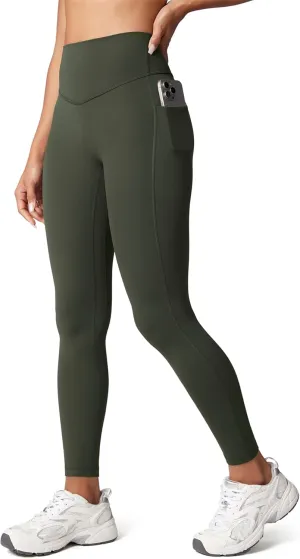 Hugcurve No Front Seam High Waisted Workout Leggings with Pockets for Women Buttery Soft Yoga Pants Gym Tights - 25''